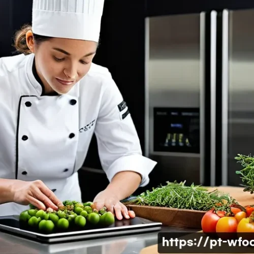 Home 12 양식조리사로서의 자기 계발 방법 - Culinary Innovation: The Chef's Research Sanctuary**
A professional female chef, in her late 30s wi...