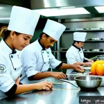 Home 18 양식조리 기능사 자격증 취득 비용 - A professional culinary classroom scene in Brazil, showing diverse adult students wearing clean chef...
